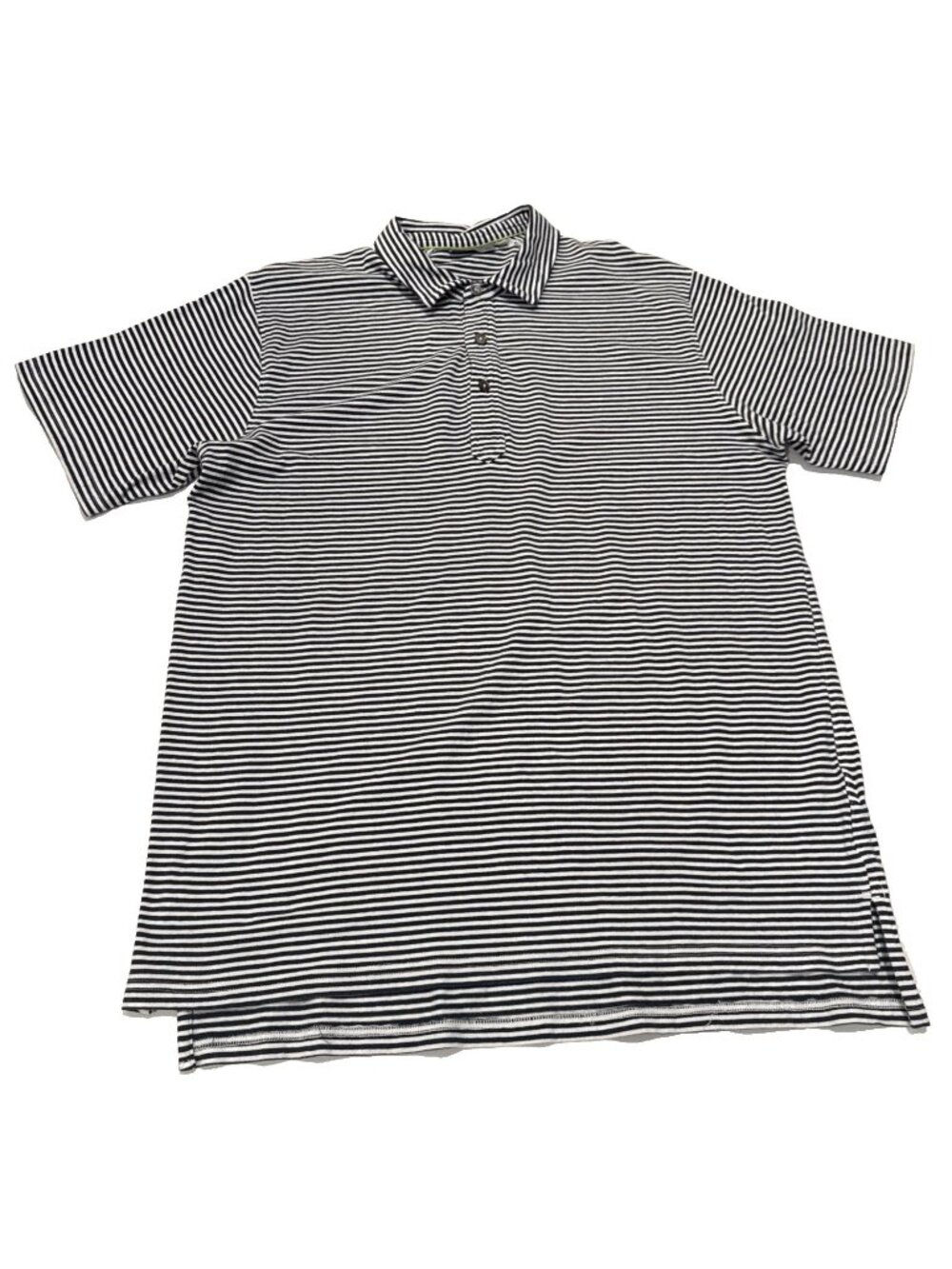 TASC Polo Shirt Blue White Striped Mens Size Medium Bamboo Organic Cotton